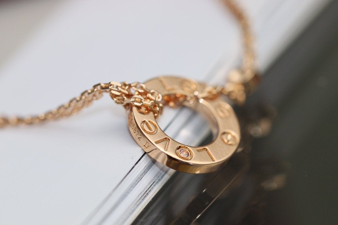 [Valéa jewellery]LOVE NECKLACE ADJUSTABLE ROSE GOLD 2 DIAMOND