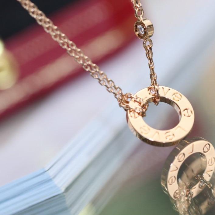 [Valéa jewellery]LOVE NECKLACE ADJUSTABLE ROSE GOLD 2 DIAMOND