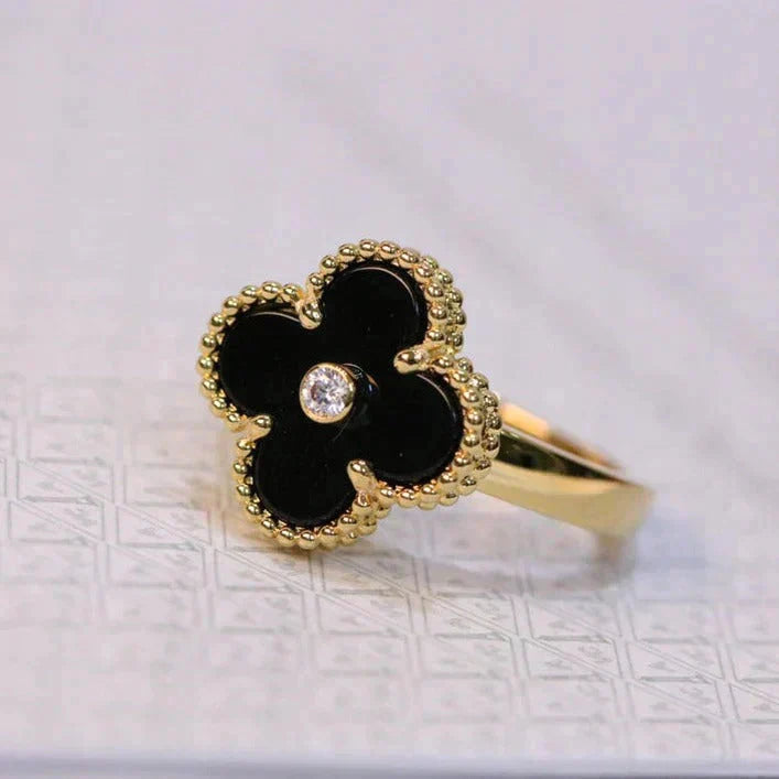 [Valéa jewellery]CLOVER ONYX RING GOLD DIAMOND