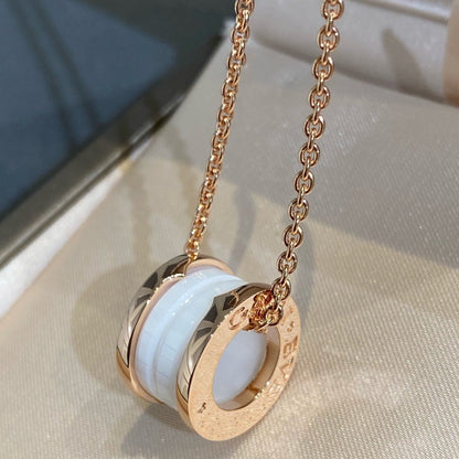 [valéa jewellery]ZERO 1 WHITE CERAMIC PINK GOLD NECKLACE
