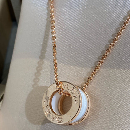 [valéa jewellery]ZERO 1 WHITE CERAMIC PINK GOLD NECKLACE