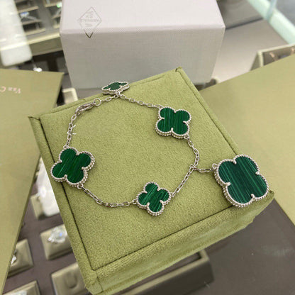 [Valéa jewellery]CLOVER 5 MOTIFS SIVLER MALACHITE BRACELET