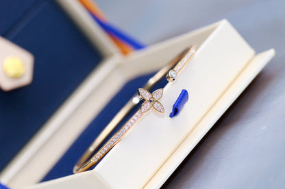 [Valéa jewellery]IDYLLE PINK GOLD OPEN BRACELET DIAMOND PAVED