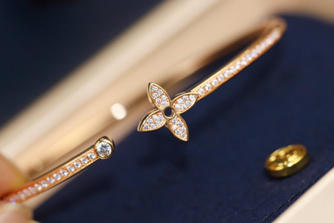 [Valéa jewellery]IDYLLE PINK GOLD OPEN BRACELET DIAMOND PAVED