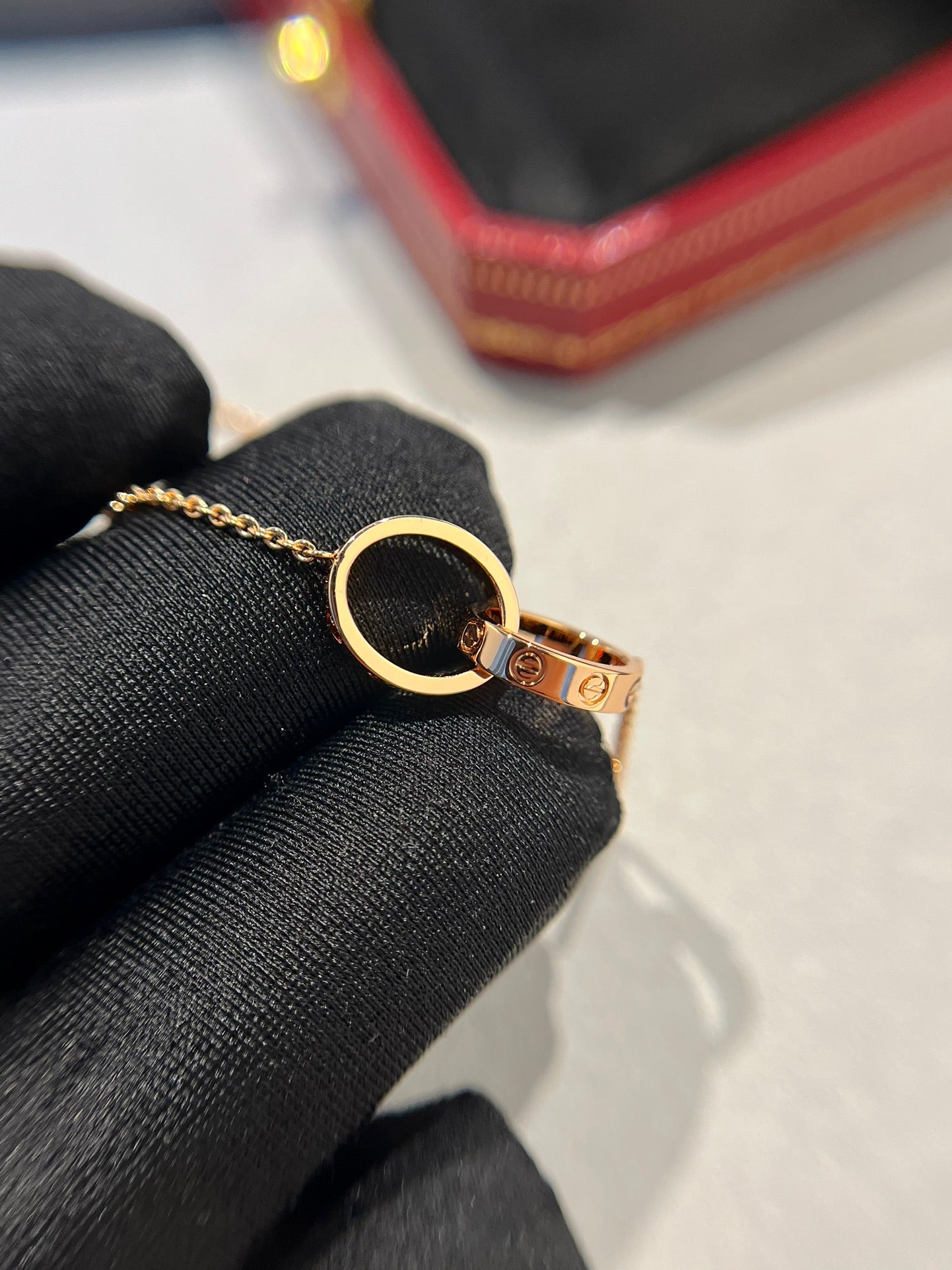 [Valéa jewellery]LOVE NECKLACE DOUBLE RING PINK GOLD
