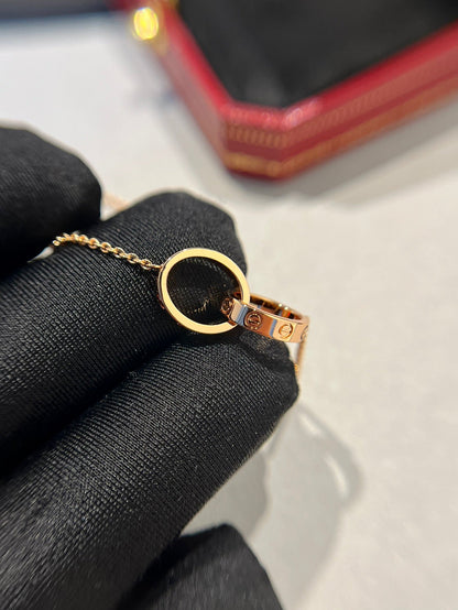 [Valéa jewellery]LOVE NECKLACE DOUBLE RING PINK GOLD