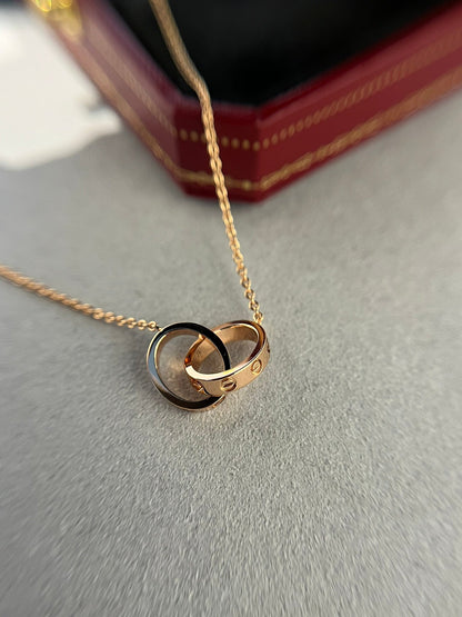 [Valéa jewellery]LOVE NECKLACE DOUBLE RING PINK GOLD