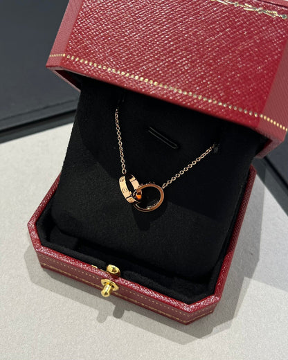 [Valéa jewellery]LOVE NECKLACE DOUBLE RING PINK GOLD
