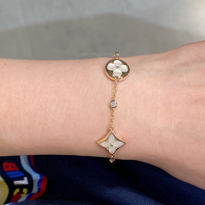 [valéa jewellery]STAR AND SUN 4 MOTIF WHITE MOP PINK GOLD BRACELET
