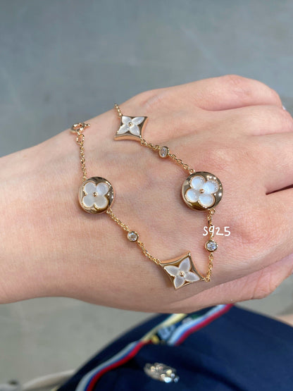 [valéa jewellery]STAR AND SUN 4 MOTIF WHITE MOP PINK GOLD BRACELET