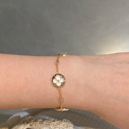 [valéa jewellery]STAR AND SUN 4 MOTIF WHITE MOP PINK GOLD BRACELET
