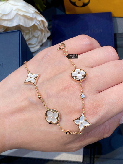 [valéa jewellery]STAR AND SUN 4 MOTIF WHITE MOP PINK GOLD BRACELET