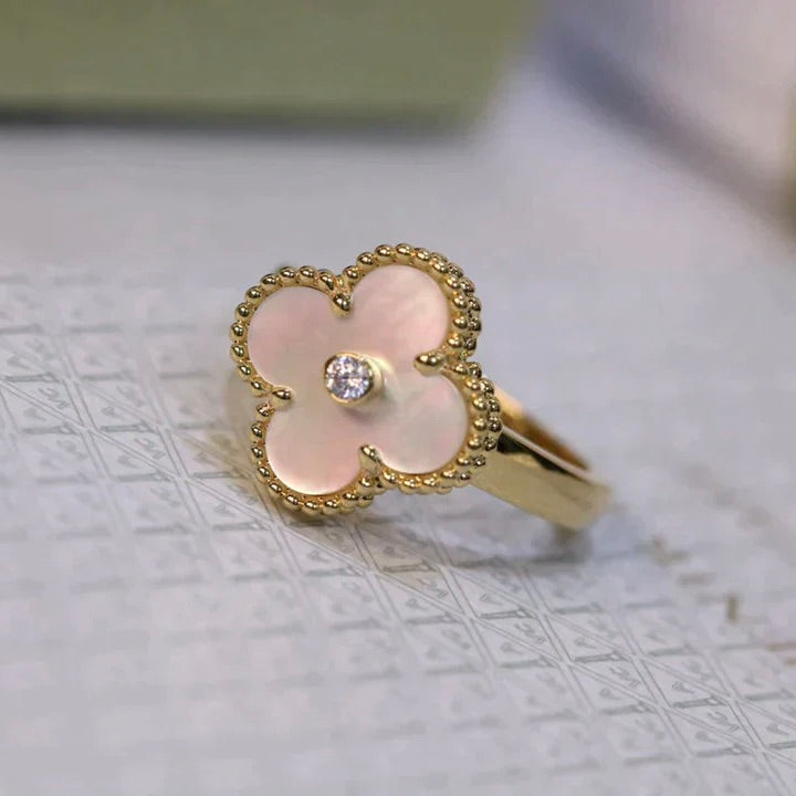 [Valéa jewellery]CLOVER PINK MOP RING GOLD DIAMOND