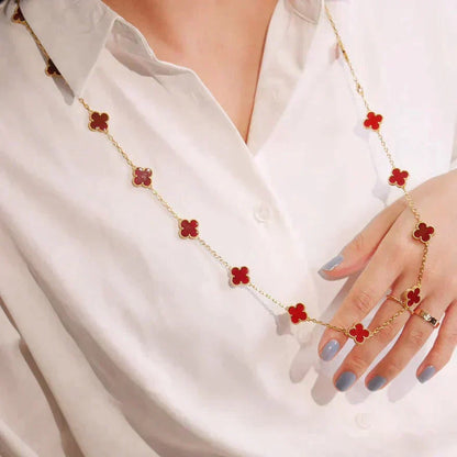 [Valéa jewellery]CLOVER 20 MOTIFS CARNELIAN NECKLACE