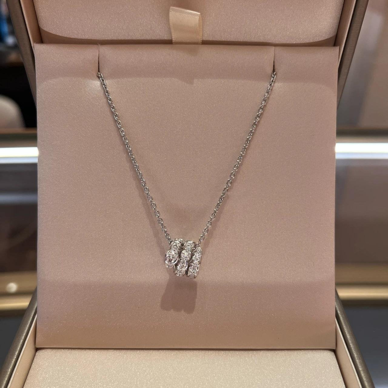[valéa jewellery]SERPENTI SILVER NECKLACE DOUBLE RING DIAMOND