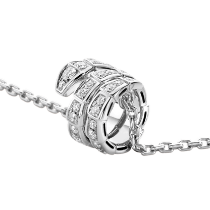 [valéa jewellery]SERPENTI SILVER NECKLACE DOUBLE RING DIAMOND