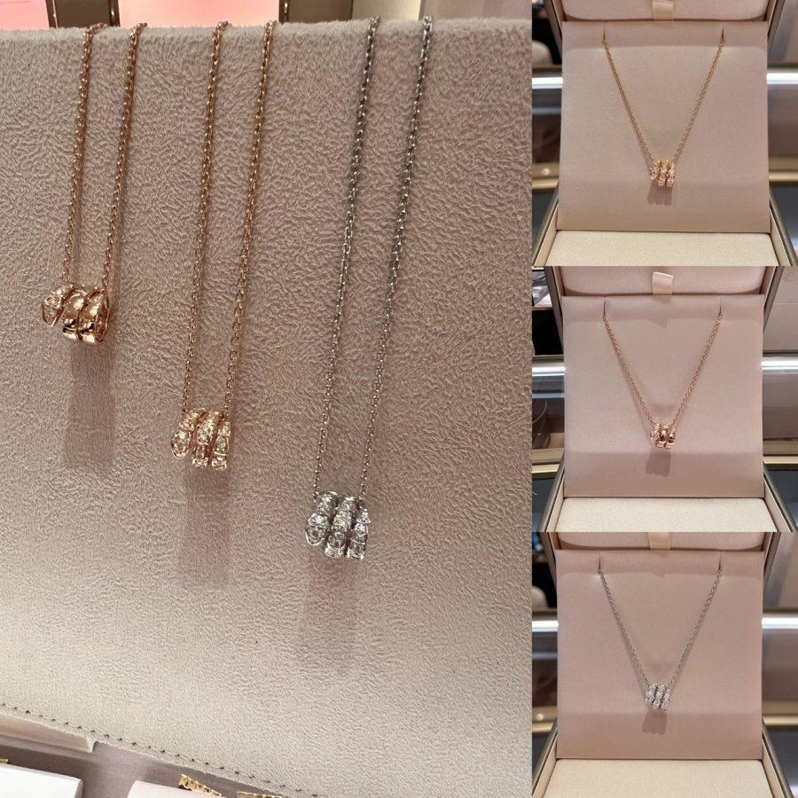 [valéa jewellery]SERPENTI SILVER NECKLACE DOUBLE RING DIAMOND