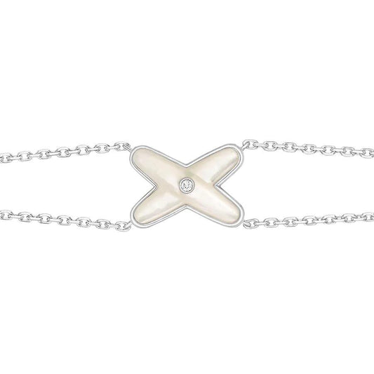[Valéa jewellery]JEUX BRACELET WHITE MOP SILVER 1 DIAMOND